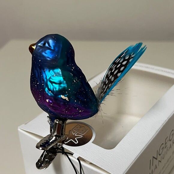 Inge-Glas Belinda Bluebird German Glass Christmas Tree Ornament - Picture 6 of 12